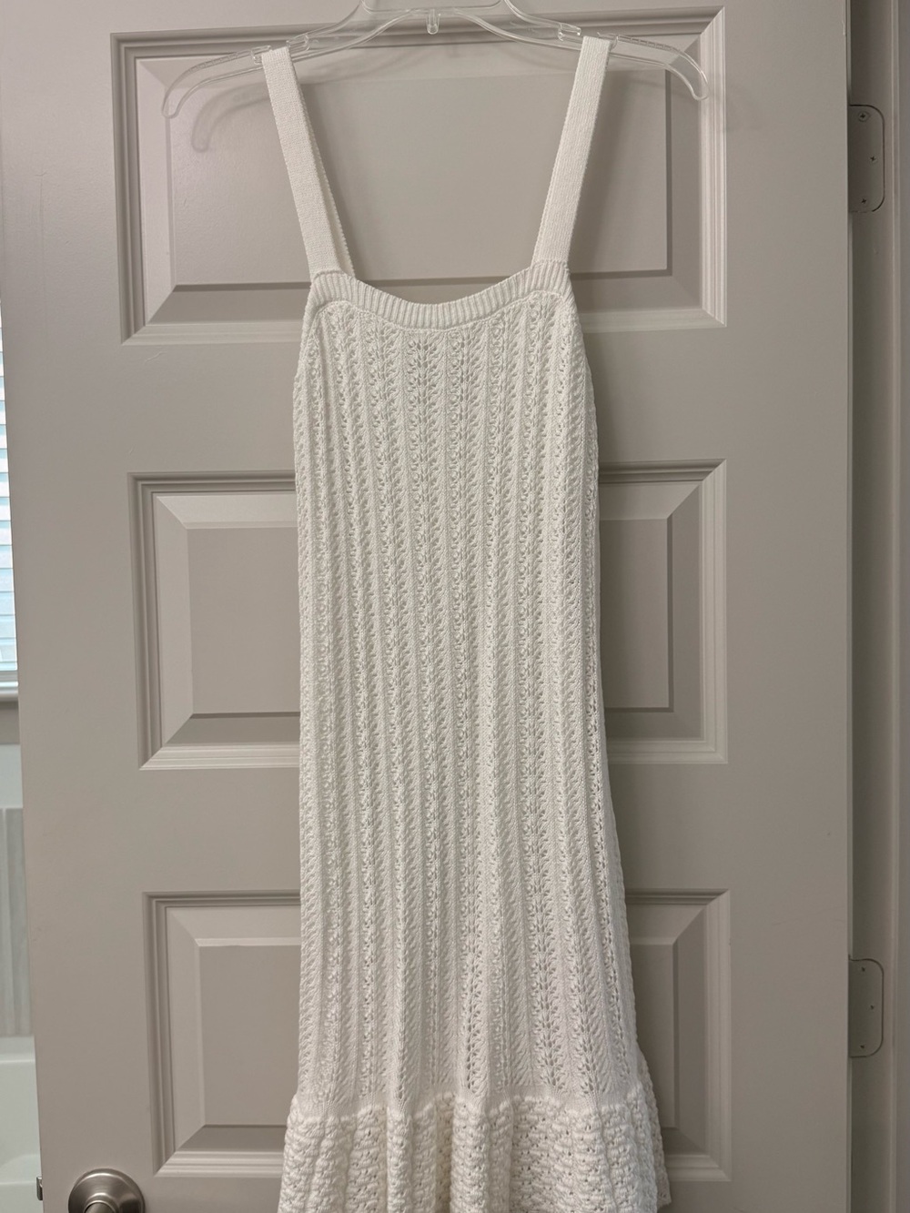 White Knit Sundress with Ruffle Hem